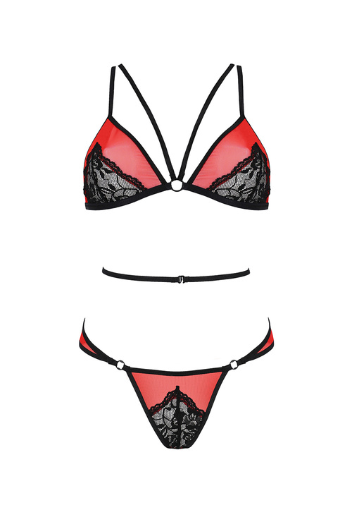 Passion Peonia set Nocna komplet biustonosz + figi, red