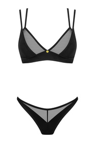 Obsessive Nesari 2-pcs set Nocna komplet biustonosz + stringi, czarny