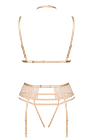 Beauty Night Noemi set BN6723 Нічна комплект: бюстгальтер + стрінги + пояс для панчіх, бежевий