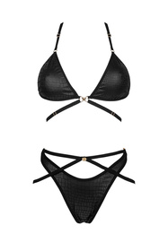 Obsessive Cobra Nive set Nocna komplet biustonosz + figi, czarny