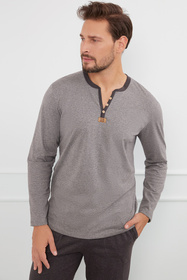 Italian Fashion Juliusz dł.r. dł.sp. Nocna piżama, zielony/c.melanż
