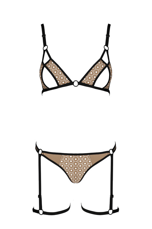 Passion Gabi set Nocna komplet biustonosz + stringi, black