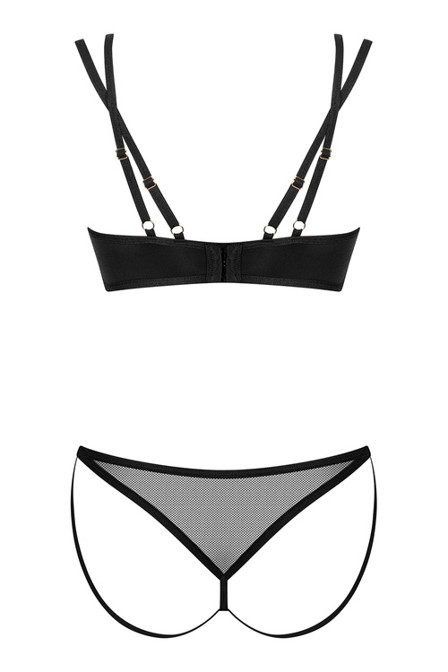 Obsessive Nesari 2-pcs set Nocna komplet biustonosz + stringi, czarny
