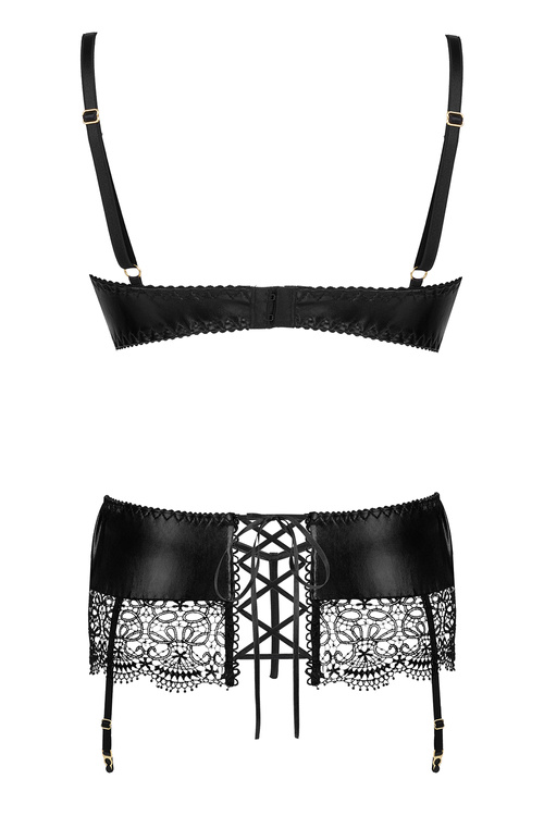 Beauty Night Adelia set BN6693 Нічна комплект: бюстгальтер + стрінги + пояс для панчіх, чорний