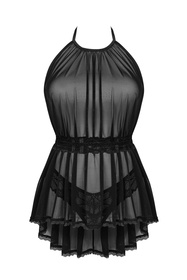 Obsessive Serafia babydoll Nocna komplet koszulka + stringi, czarny