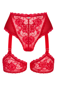 Obsessive Belovya garter panties Majtki figi z pasem, czerwony