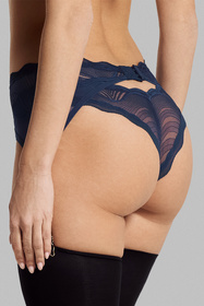 Obsessive Nightly Blue crotchless thong Majtki stringi otwarte, navy blue