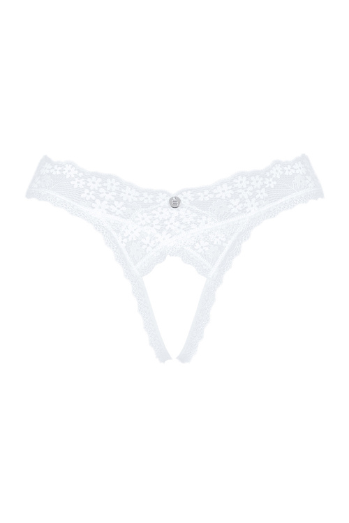 Obsessive Heavenlly crotchless thong Majtki stringi otwarte, biały