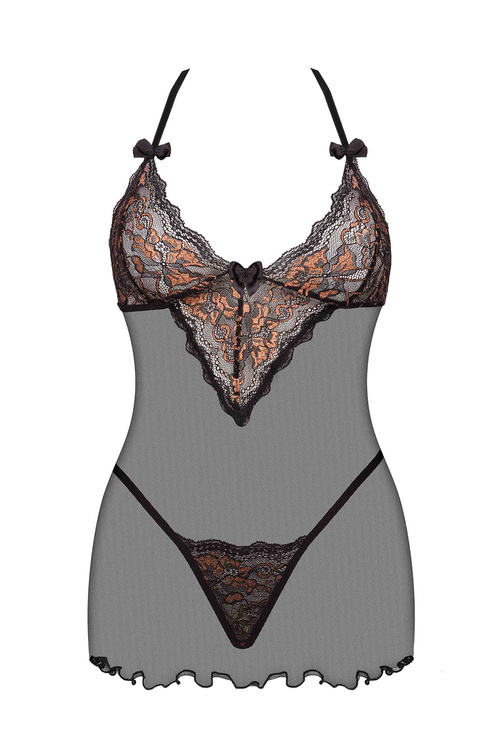 Beauty Night Goldie chemise BN6707 Нічна комплект майка + стрінги, чорний