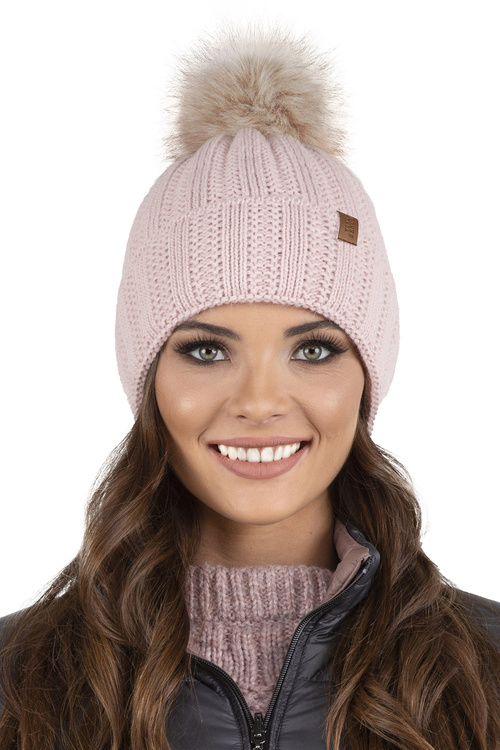Vivisence 7019Kmpl Komplet czapka+szalik, pudrowy róż