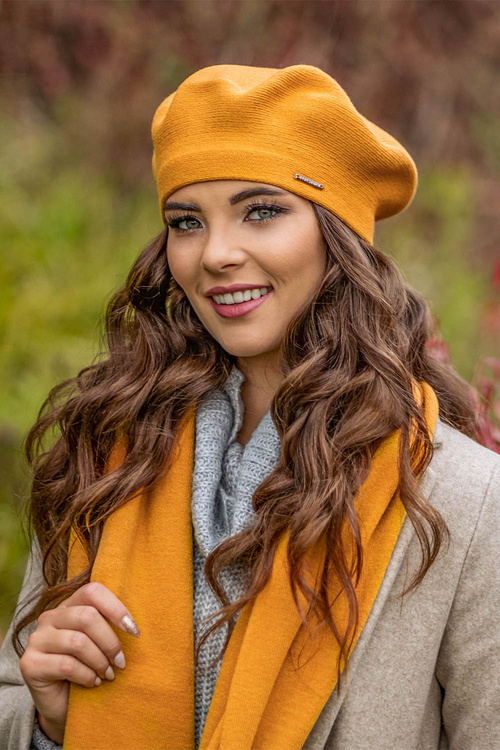 Vivisence 7005Kmpl Komplet beret+szalik, miodowy