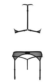 Passion Satara set Nocna komplet biustonosz + stringi, black