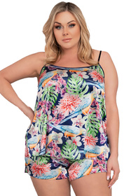 Italian Fashion Polinezja ws.r. kr.sp. Nocna piżama, druk/granat