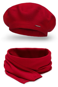 Vivisence 7005Kmpl Komplet beret+szalik, czerwony