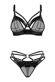 Obsessive Dominna 2-pcs set Nocna komplet biustonosz + stringi, black