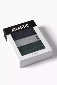Atlantic 3MP-205 3-pack Majtki slipy, granat/szary/ciemnozielony