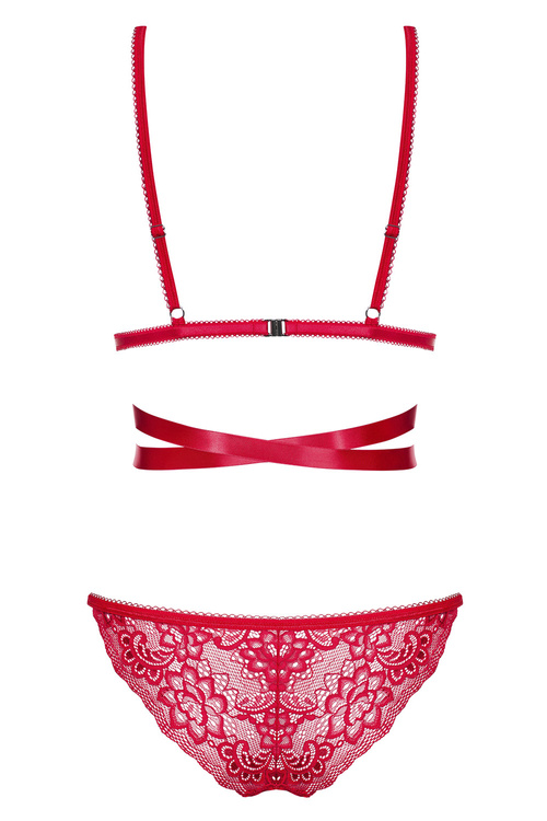 Obsessive Lovlea set Nocna komplet biustonosz + figi, czerwony