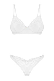 Obsessive Alissium 2-pcs set Nocna komplet biustonosz + stringi, white