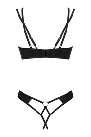 Obsessive Nesari 2-pcs crotchless set Nocna komplet biustonosz + stringi, czarny