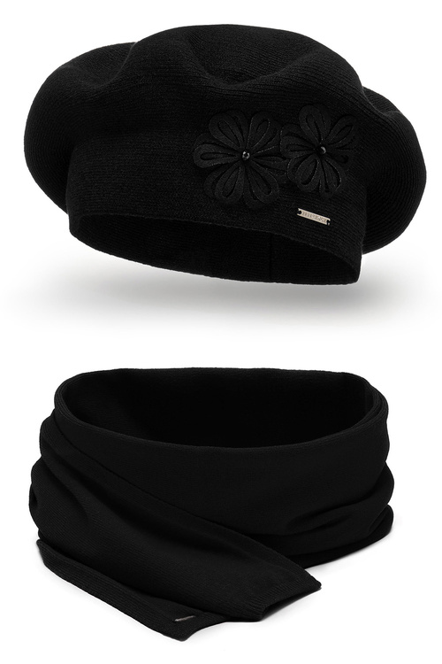 Vivisence 7007Kmpl Komplet beret+szalik, czarny