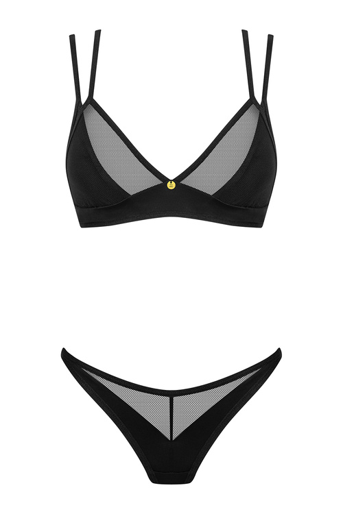 Obsessive Nesari 2-pcs set Nocna komplet biustonosz + stringi, czarny