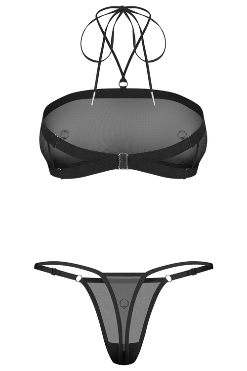 Obsessive Orinelle 2-pcs set Nocna komplet biustonosz + stringi, black