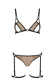 Passion Gabi set Nocna komplet biustonosz + stringi, black