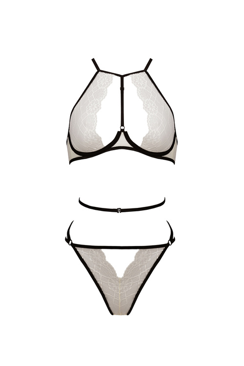 Passion Chika set Nocna komplet biustonosz + figi, cream