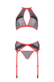 Passion Satara set Nocna komplet biustonosz + stringi, red