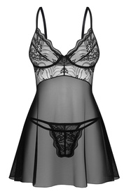 Exquisite Perisia babydoll & thong Nocna komplet koszulka + stringi, black