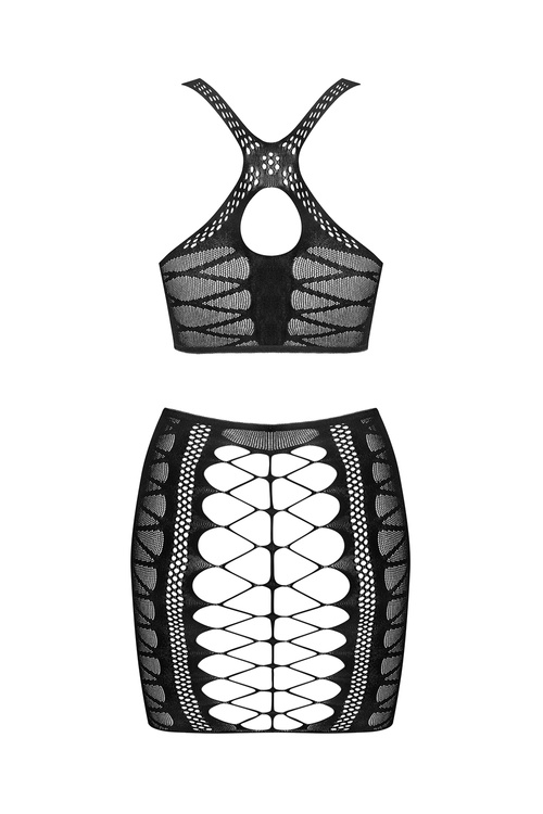 Obsessive K102 top & skirt Nocna komplet top + spódnica, czarny