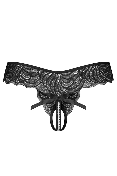 Obsessive Trinise crotchless thong Majtki stringi otwarte, black