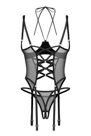 Obsessive Dominna corset & crotchless thong Gorset sexy, black