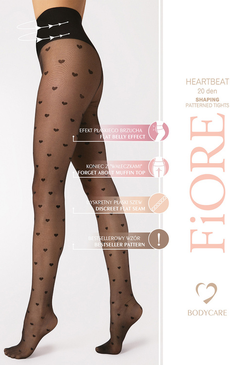 Fiore Heartbeat 20 DEN F5007 Wyrób pończoszniczy rajstopy, black