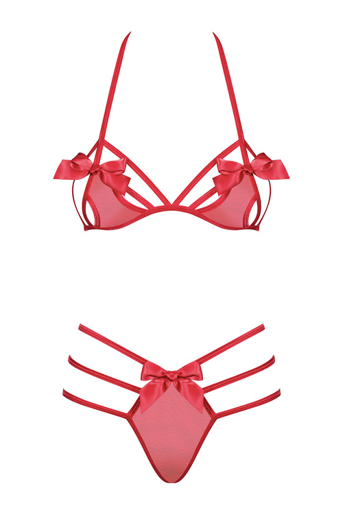 Obsessive Giftella set Nocna komplet biustonosz + stringi, czerwony
