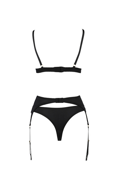 Casmir Divine set Nocna komplet biustonosz + stringi + pas do pończoch, black