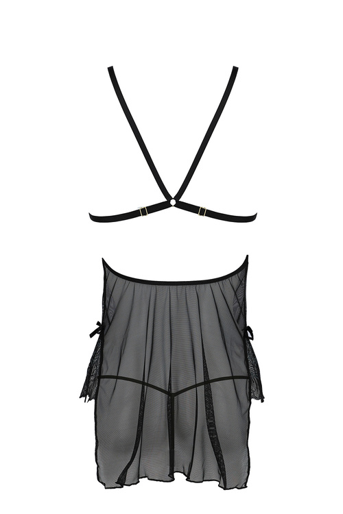 Passion Deliena chemise Nocna komplet koszulka + stringi, black