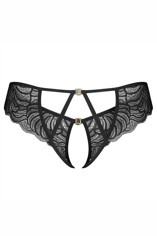 Obsessive Divienne crotchless thong Majtki stringi otwarte, black