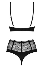 Obsessive Sharlotte 2-pcs set Nocna komplet biustonosz + stringi, czarny