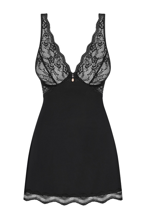 Obsessive Luvae babydoll Nocna komplet koszulka + stringi, czarny