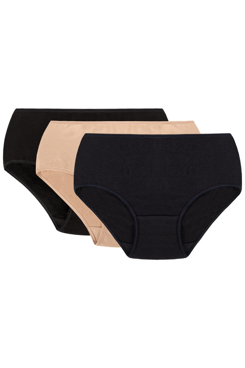 Vivisence 4001 3-pack Majtki figi, czarny/beżowy/granatowy