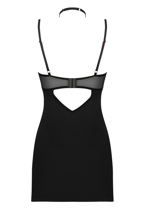 Obsessive Selinne chemise Nocna komplet koszulka + stringi, czarny