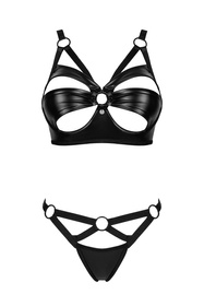 Obsessive Armares 2-pcs set Nocna komplet biustonosz + stringi, czarny
