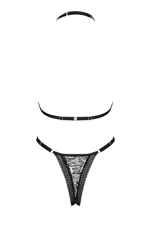 Obsessive Xenita set Nocna komplet biustonosz + stringi, czarny