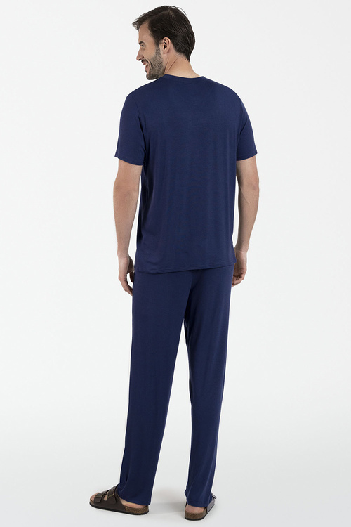 Italian Fashion Akord Men kr.r. dł.sp. Nocna piżama, granat