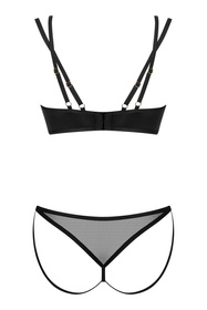 Obsessive Nesari 2-pcs set Nocna komplet biustonosz + stringi, czarny