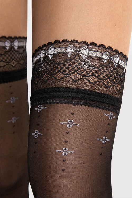 Fiore Reveil 20 DEN O4102 Wyrób pończoszniczy pończochy samonośne, black