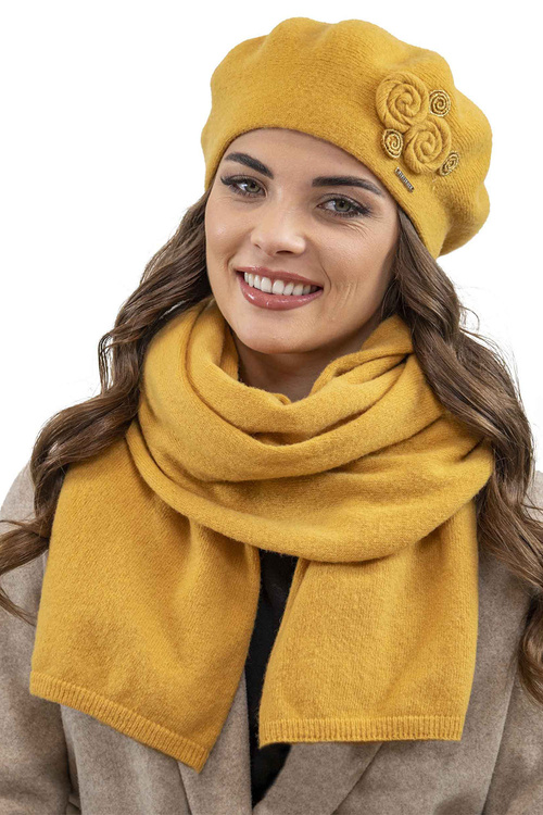 Vivisence 7037 Nakrycie głowy beret, miodowy
