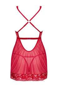 Obsessive Lacelove babydoll Nocna komplet koszulka + stringi, czerwony
