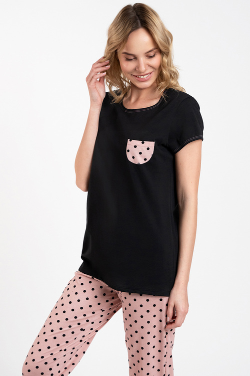 Italian Fashion Buscato kr.r. dł.sp. Nocna piżama, czarny/druk